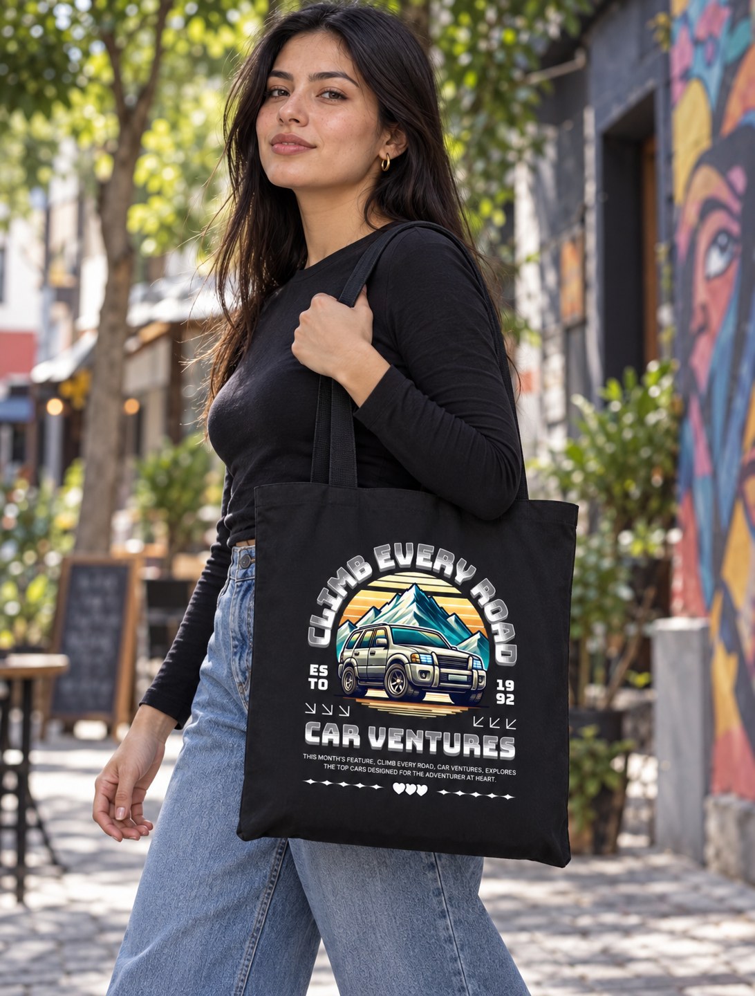 Tote Bag Car Ventures – foto con modelo (imagen referencial)
