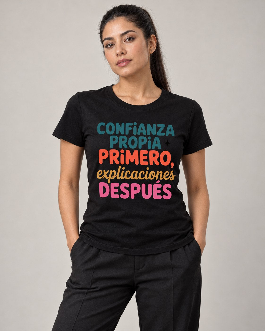 Polera Mujer Confianza Primero – foto con modelo (imagen referencial)