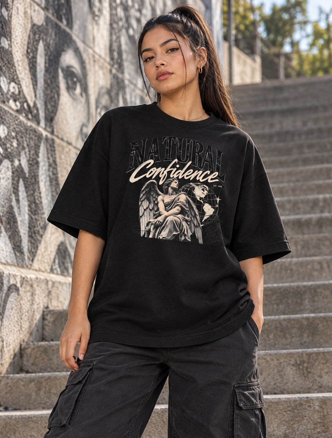 Polera Oversize Natural Confidence – foto con modelo (imagen referencial)