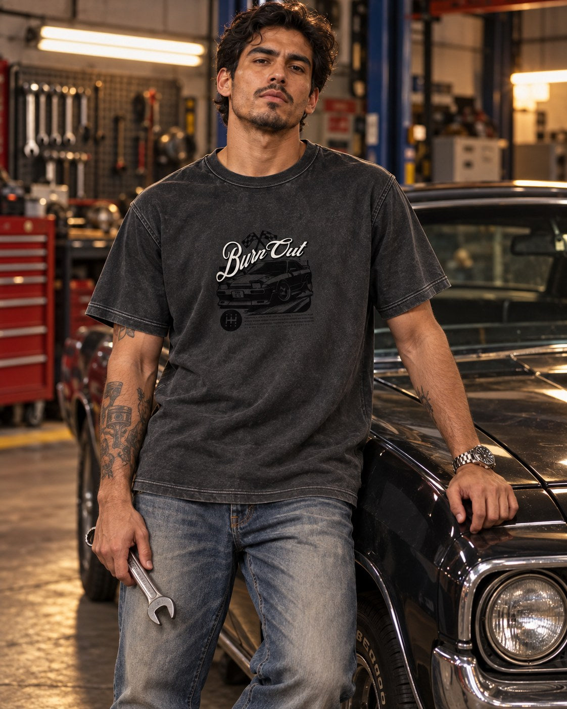 Polera Acid Burn Out – foto con modelo (imagen referencial)