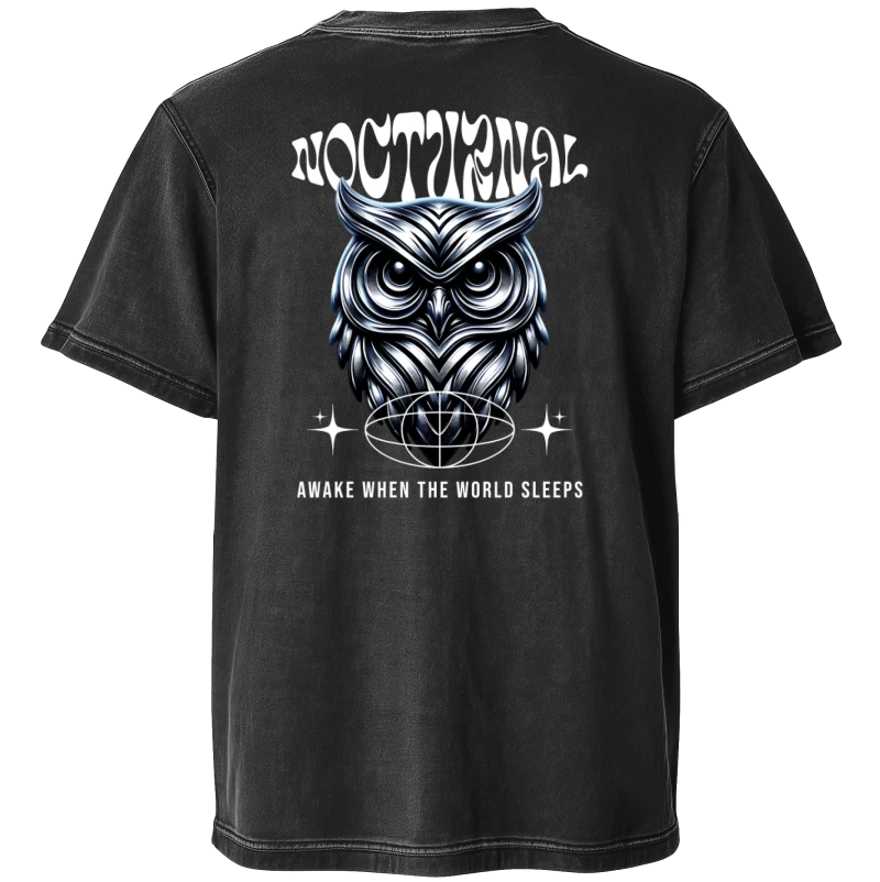 Polera Acid Wash Nocturnal Owl