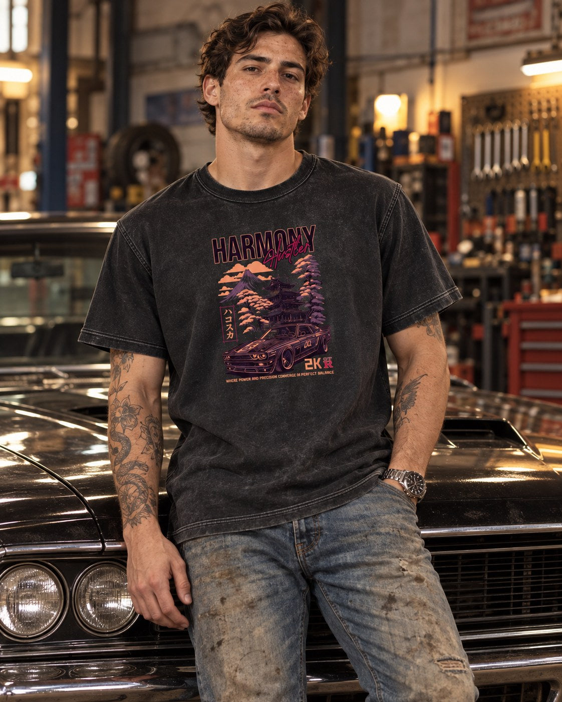 Polera Acid Harmony Hustler – foto con modelo (imagen referencial)