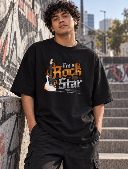 Polera Oversize I'm a Rock Star – foto con modelo (imagen referencial)