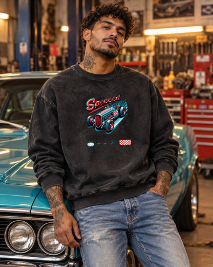 Polerón Polo Acid Wash Retro Speed – foto con modelo (imagen referencial)