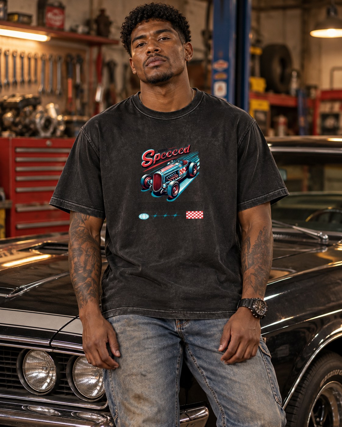 Polera Acid Retro Speed – foto con modelo (imagen referencial)