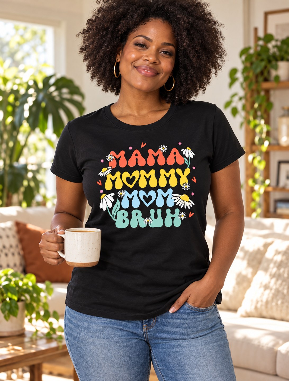 Polera Premium Mama Vibes – foto con modelo (imagen referencial)