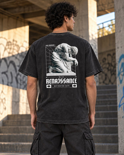 Polera Acid Wash Renaissance Sculpture – foto con modelo (espalda) (imagen referencial)