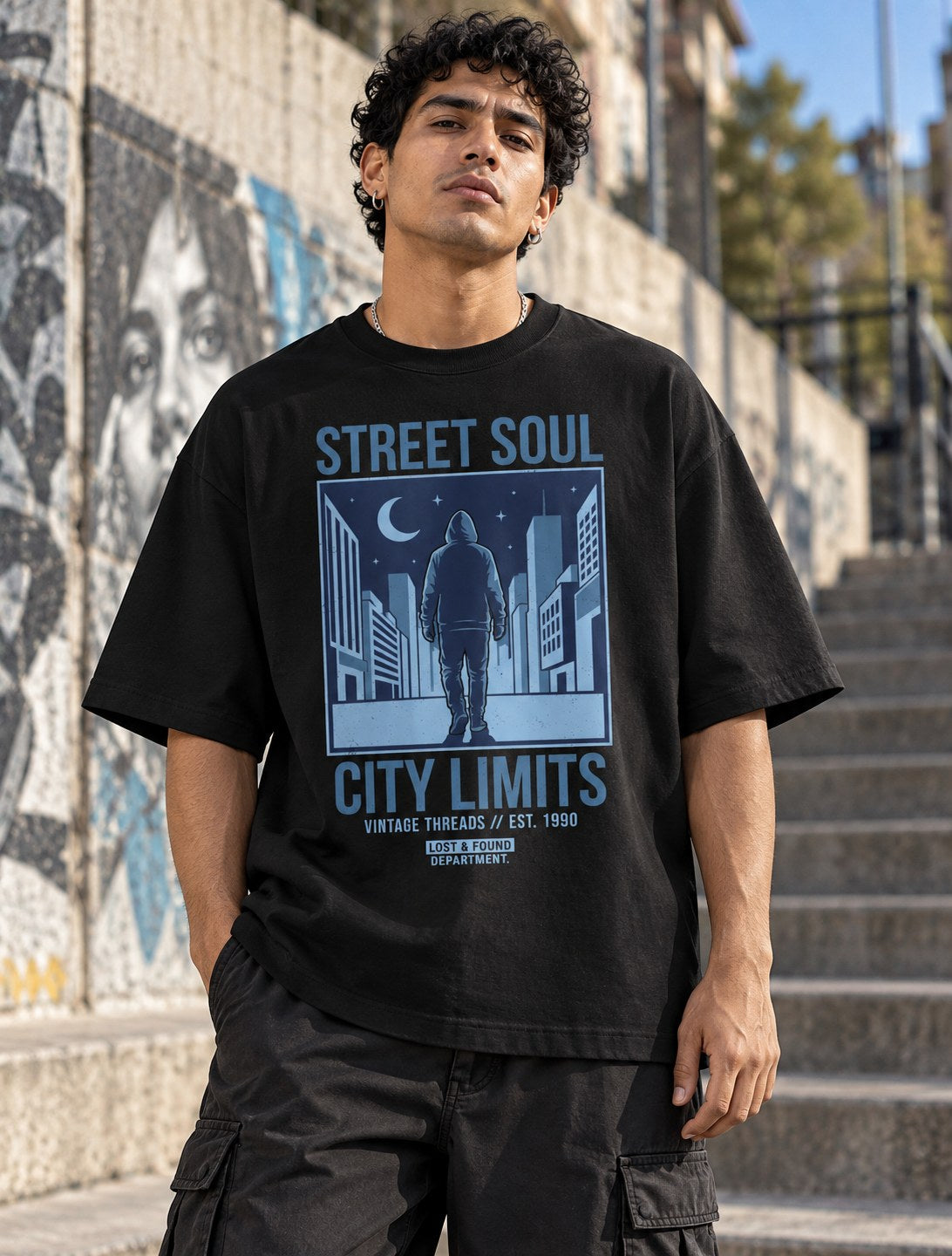 Polera Oversize Street Soul City Limits – foto con modelo (imagen referencial)